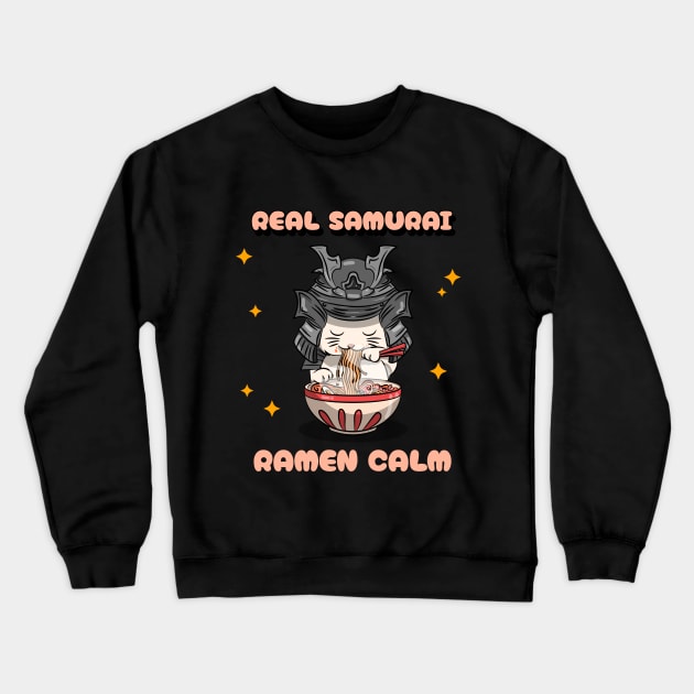 Real Samurai Ramen Calm Crewneck Sweatshirt by Whimsical Bliss 